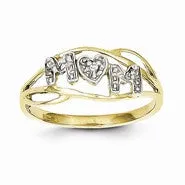 10k Yellow Gold & Rhodium Mom Ring