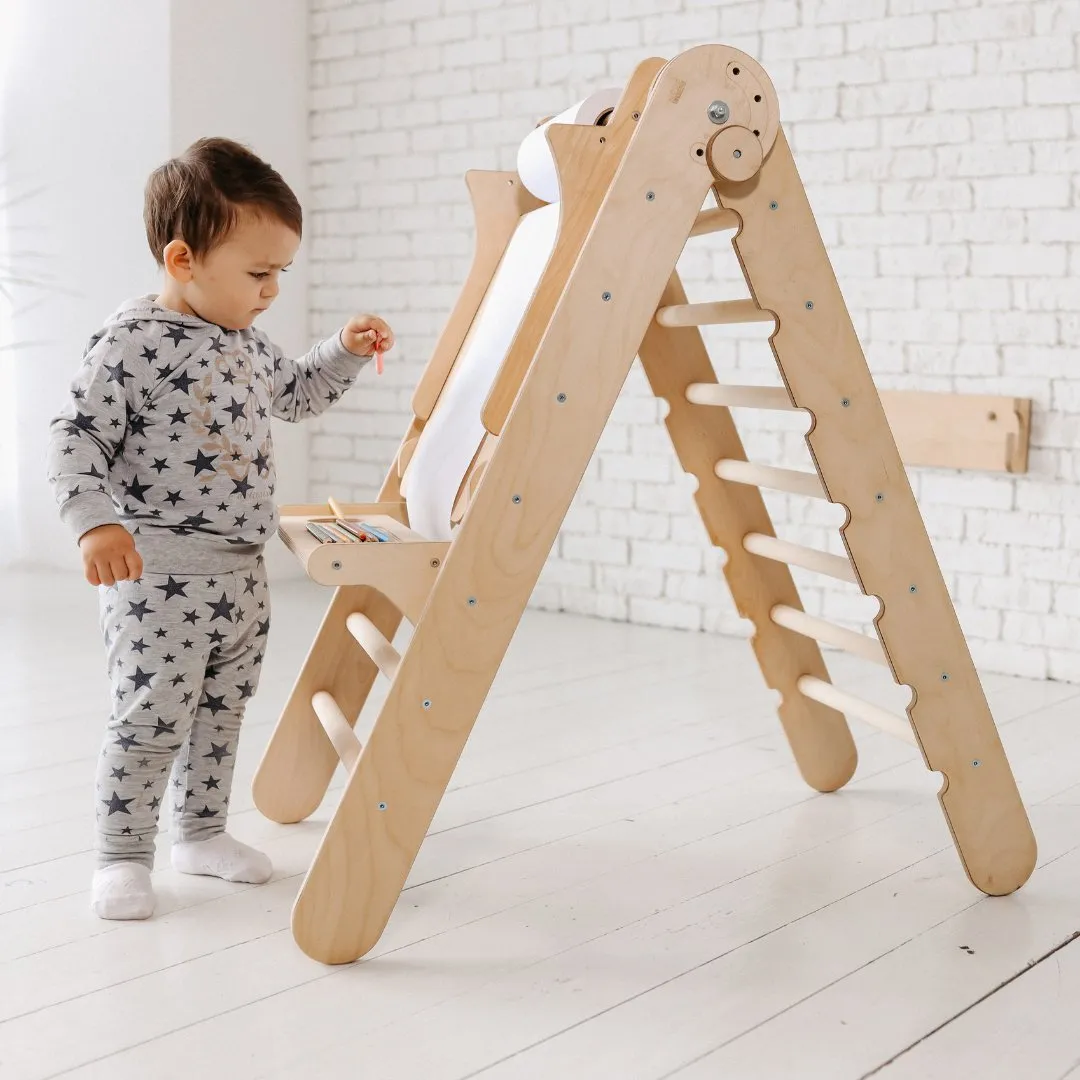 5in1 Montessori Climbing Set: Triangle Ladder   Climbing Arch   Slide Board   Cushion   Art Addition