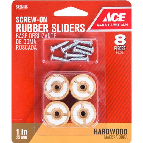 Ace Brown 1 in. Screw-On Plastic Sliders 8 pk