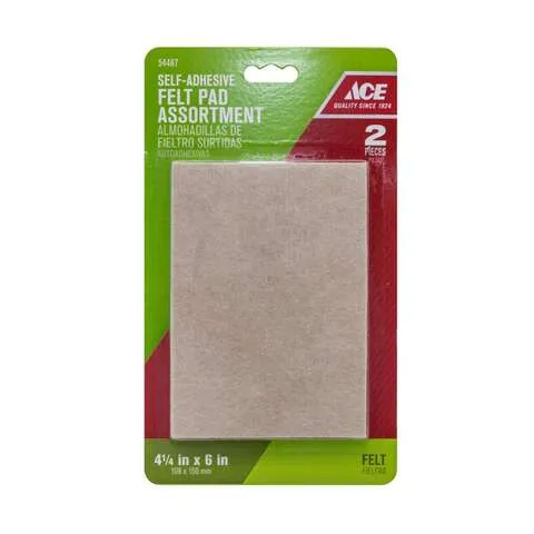 Ace Felt Self Adhesive Blanket Brown Rectangle 4-1/4 in. W X 6 in. L 2 pk