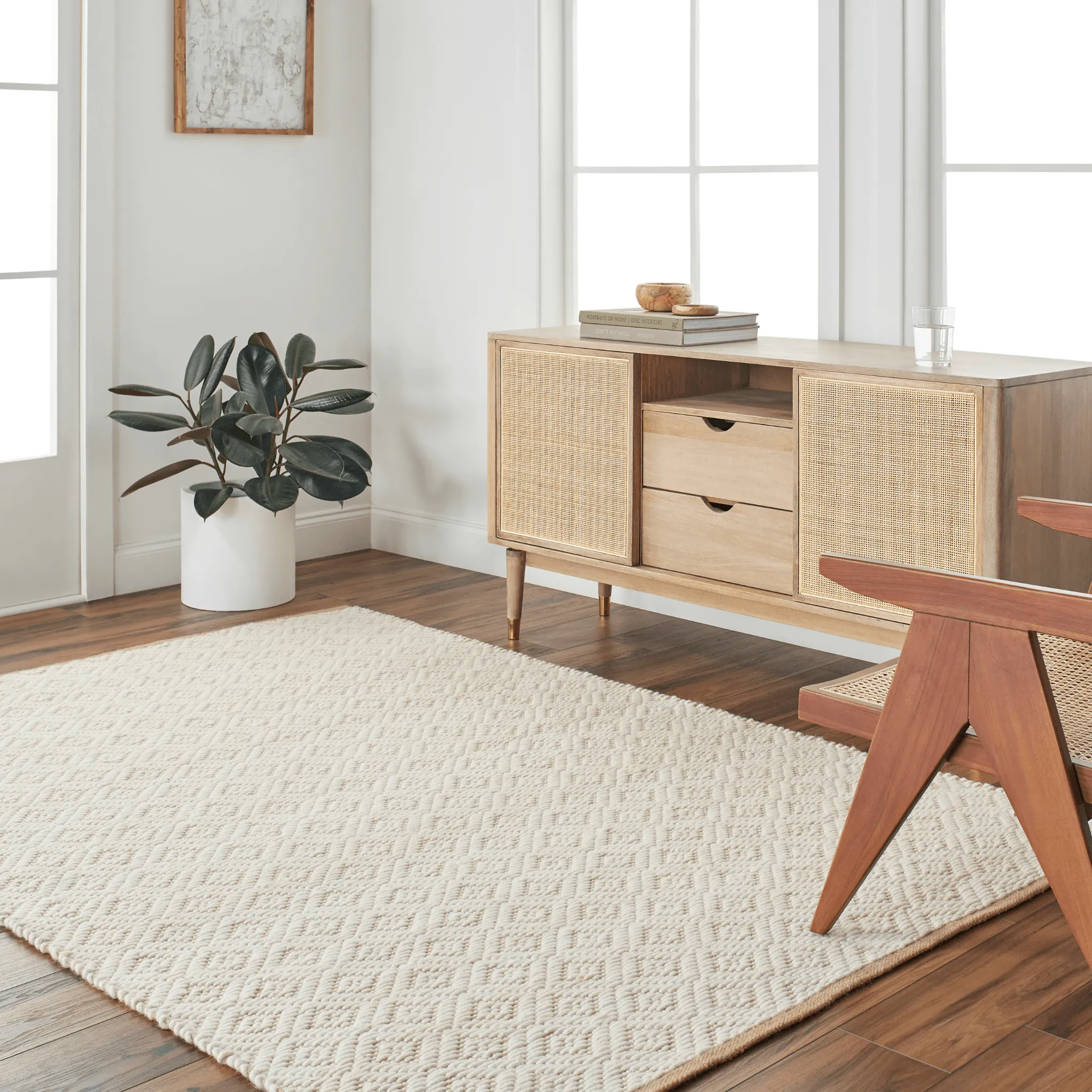 Ahlat Cream & Brown Wool Blend Area Rug - Available in a Variety of Sizes