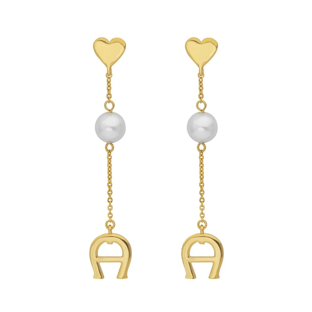 Aigner Erose Gold Plated Bon VoyageÂ With Pearl & A Logo Dangling Design