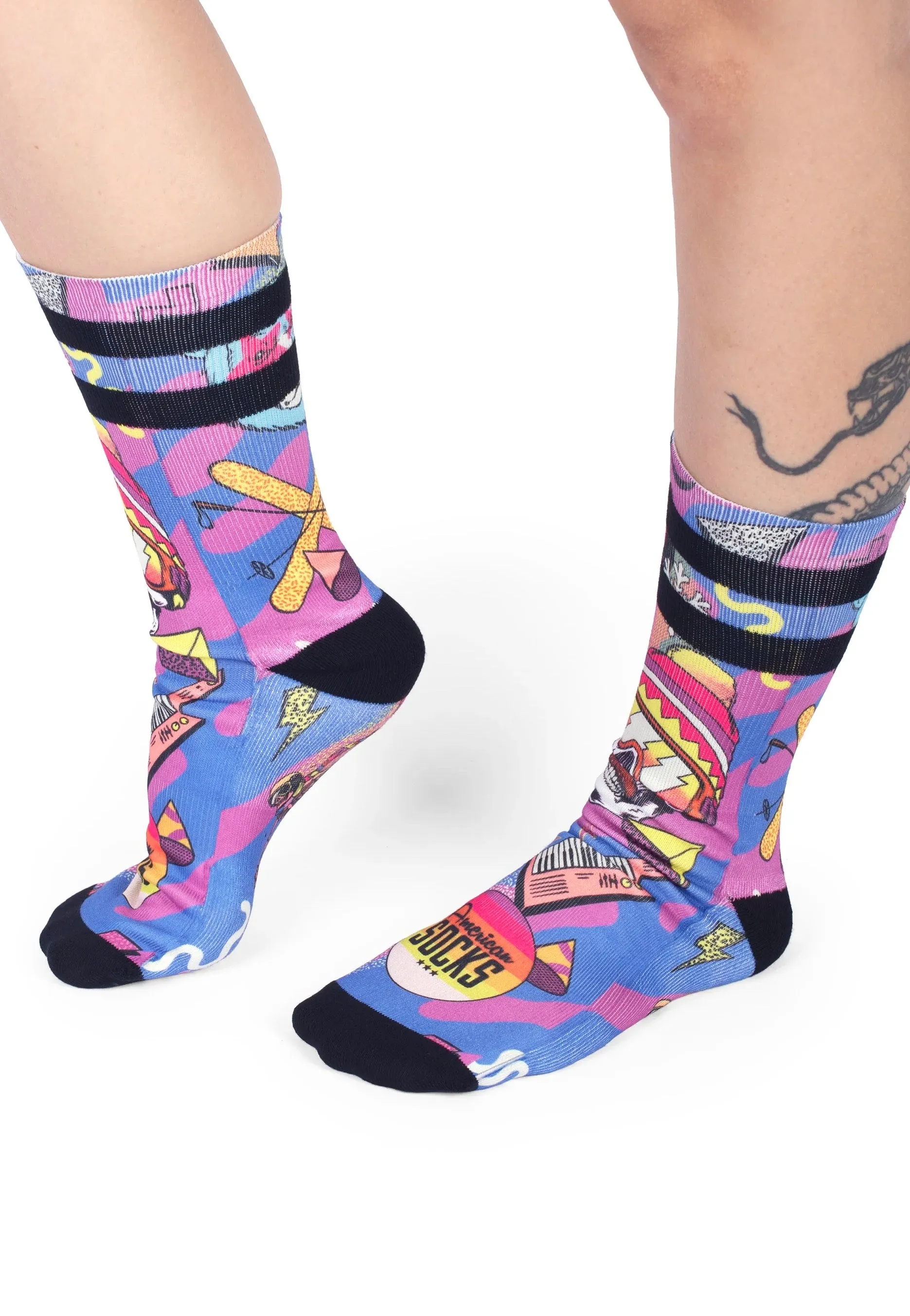 American Socks - Retro Blizzard Mid High Pink - Socks