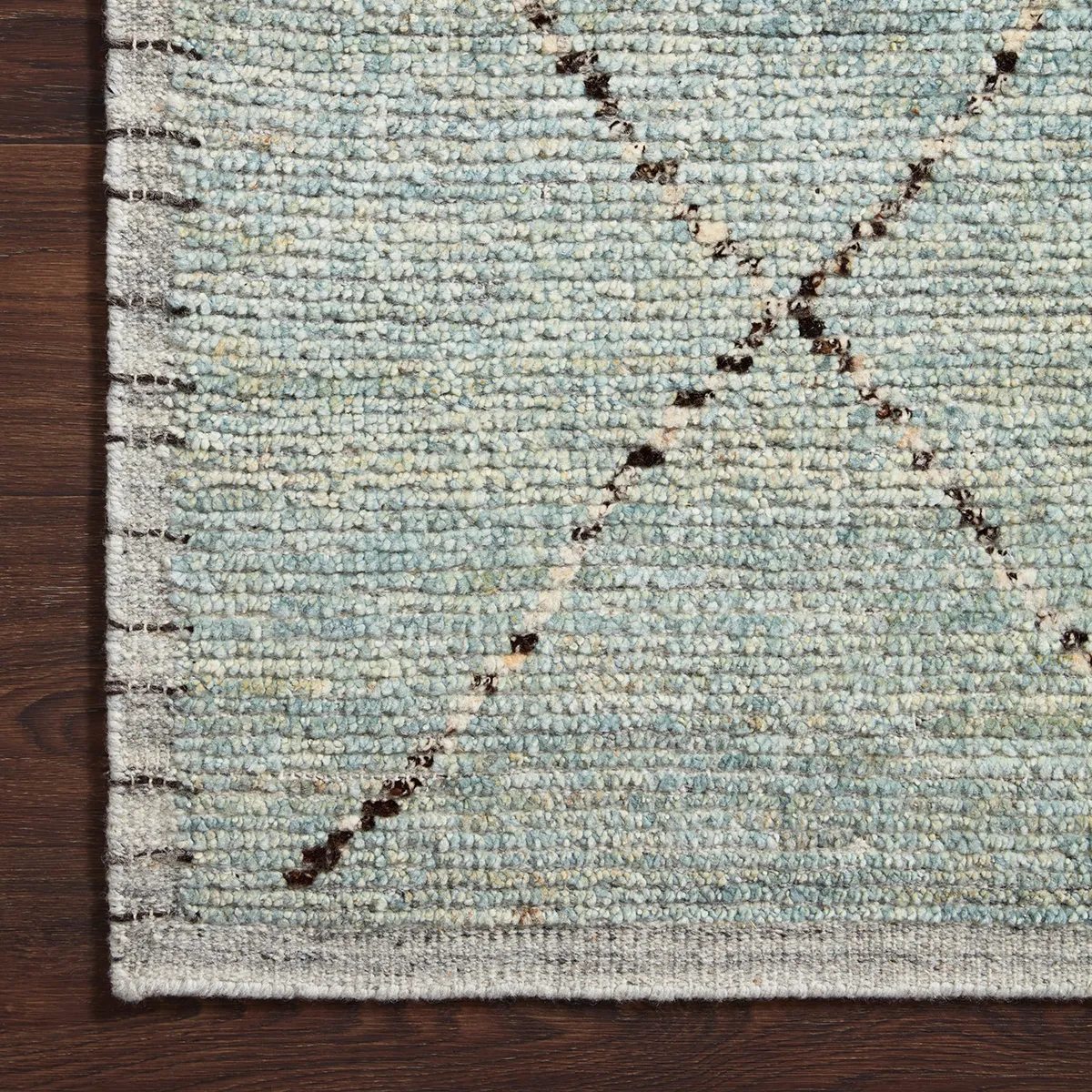 Anissa Hand Knotted Rug in Sky/Charcoal