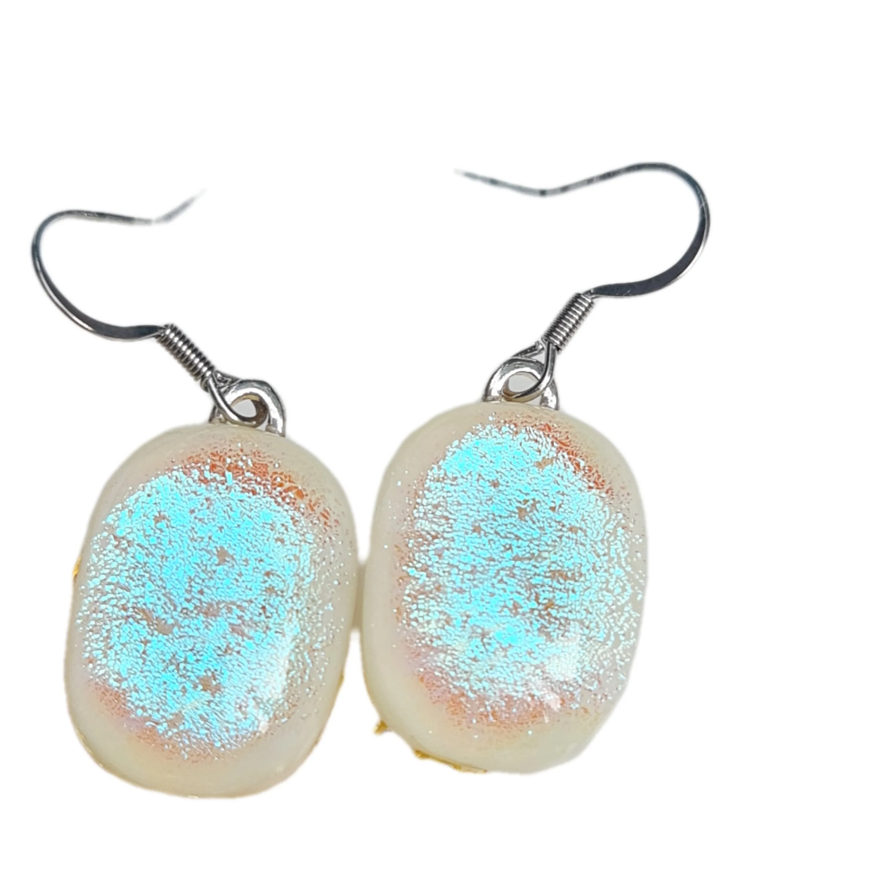 Artisan Glass drop earring White shimmer