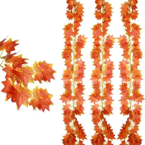 Autumn Artificial Silk Maple Leaf Hanging Garlands, 3.50 (Orange) (12 Count)