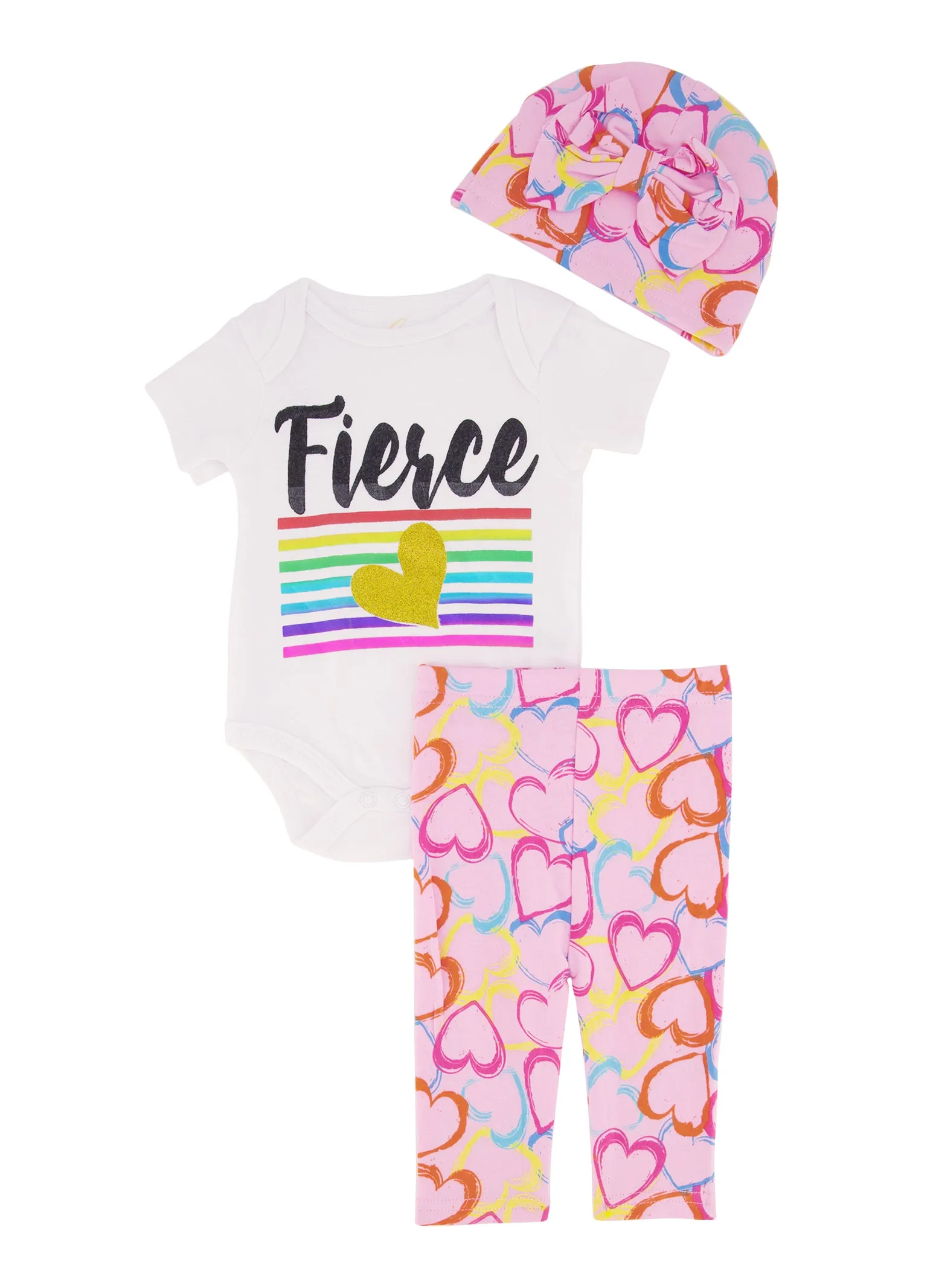 Baby Girls 0-9M Fierce Glitter Graphic Bodysuit and Pants