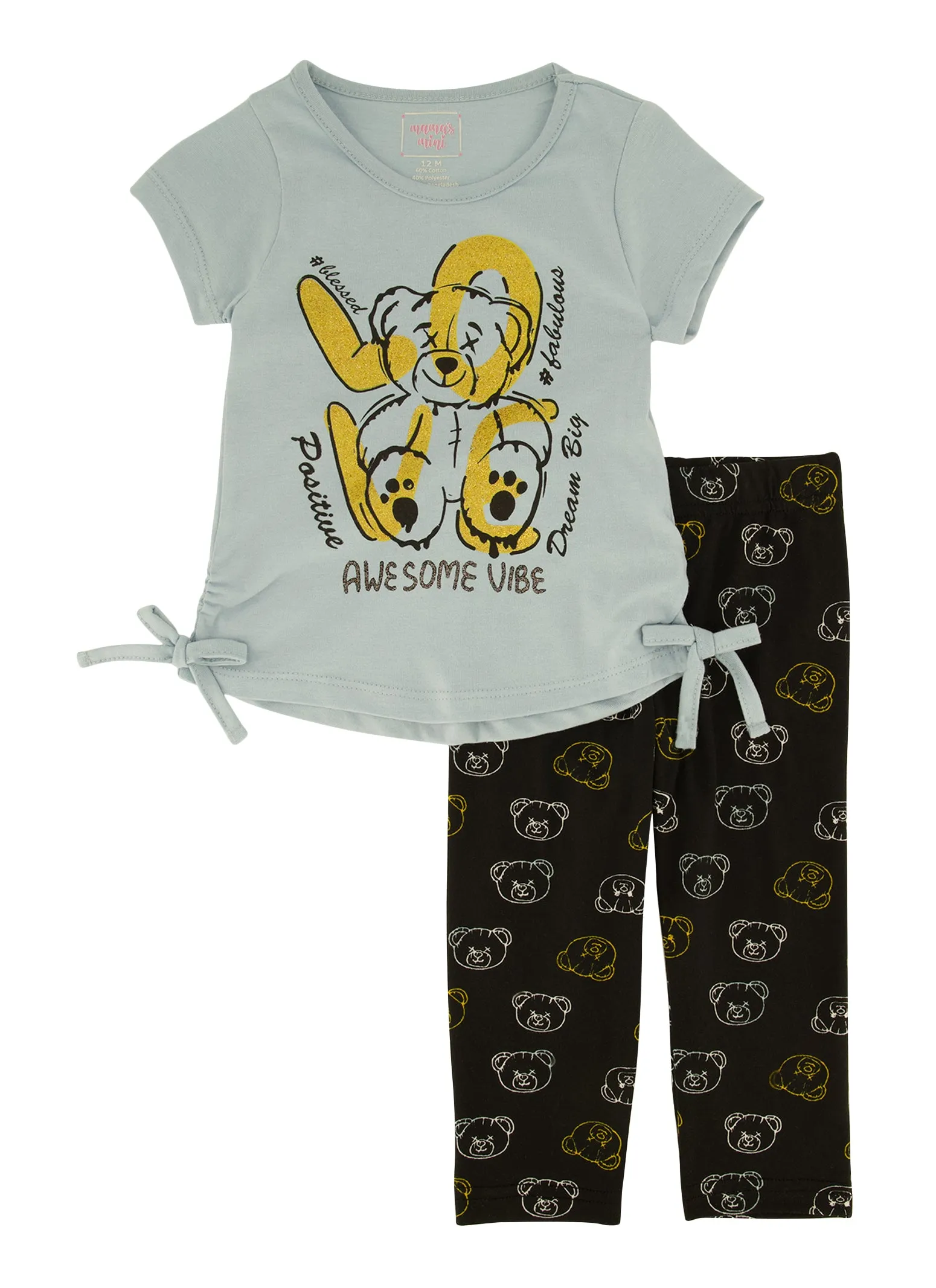 Baby Girls 12-24M Awesome Vibe Bear Graphic Tee and Leggings