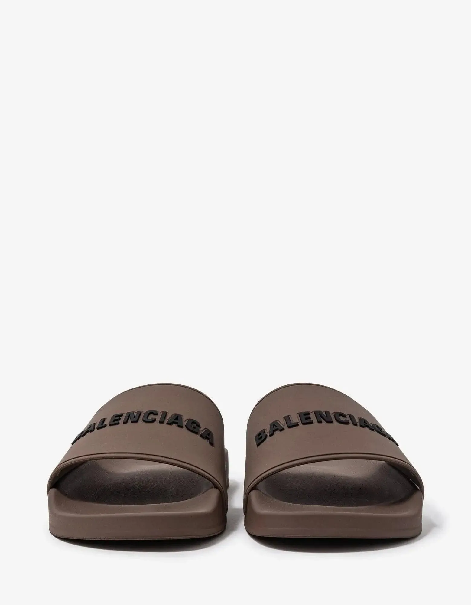 Balenciaga Taupe Logo Slide Sandals