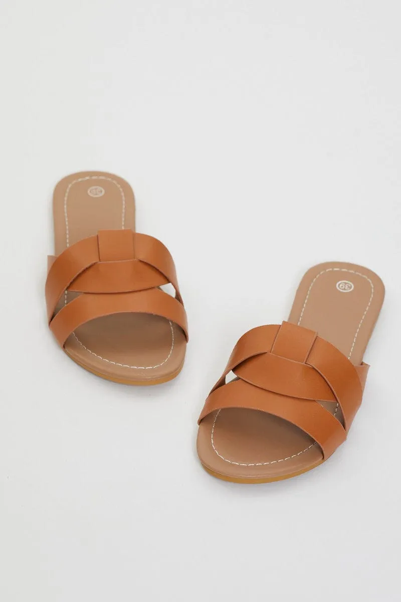 Brown Cut Out Flat Sliders