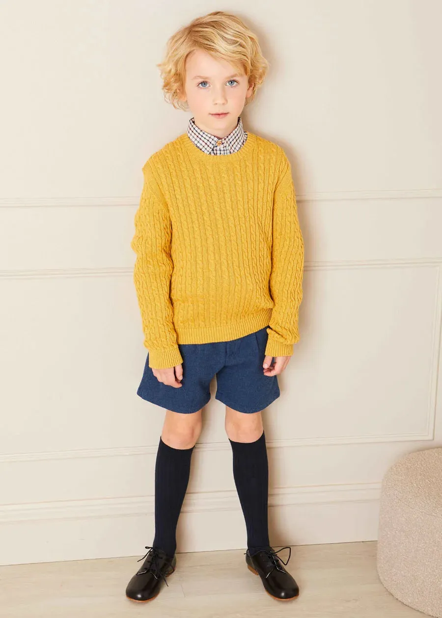 Cable Knit Crew Neck Jumper in Mustard (2-10yrs)