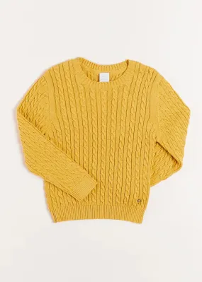 Cable Knit Crew Neck Jumper in Mustard (2-10yrs)