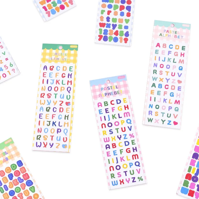 Candy Color Cartoon Number Letter Stickers