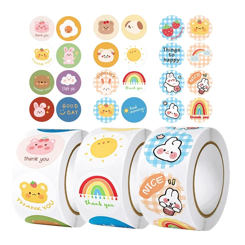 Cartoon Bear Round Label Tape