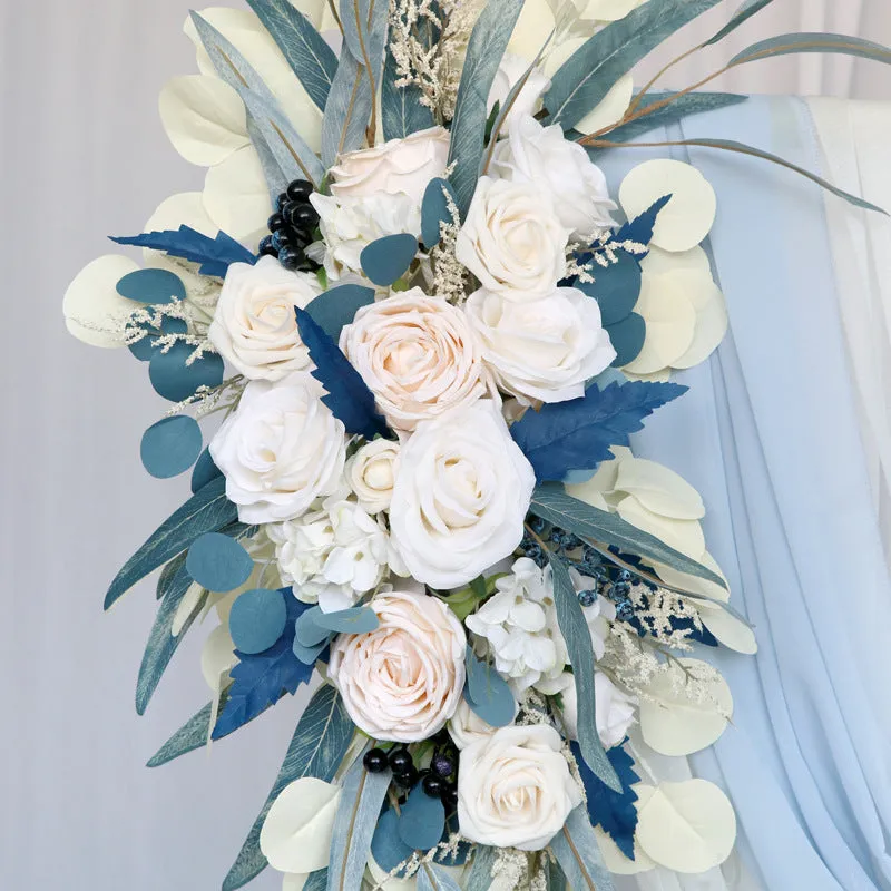 Champagne Blue Flower Set for Wedding Party Decor