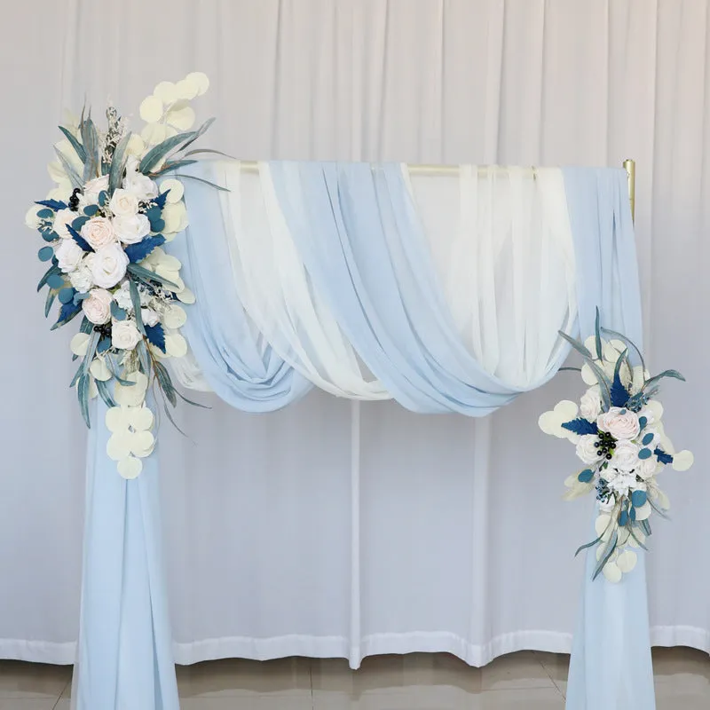 Champagne Blue Flower Set for Wedding Party Decor