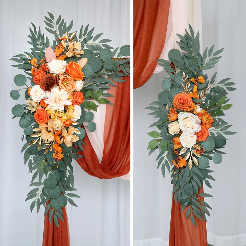 Champagne Orange Flower Set for Wedding Party Decor