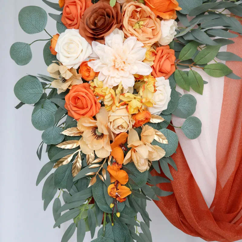 Champagne Orange Flower Set for Wedding Party Decor