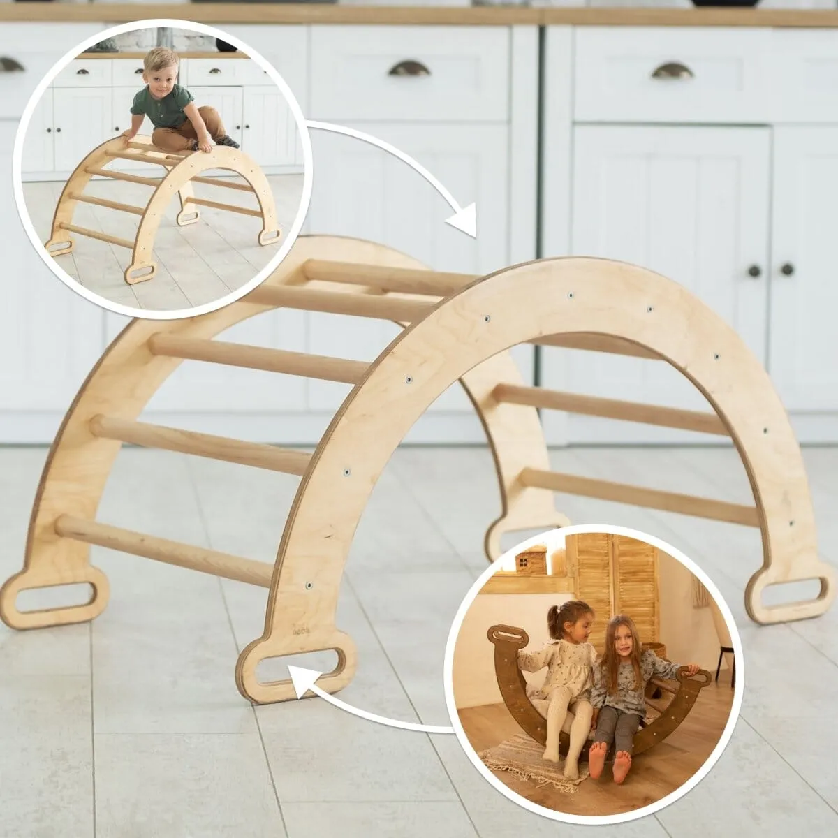 Climbing Arch & Rocker Balance - Montessori Climbers for Kids 1-7 y.o. | Beige