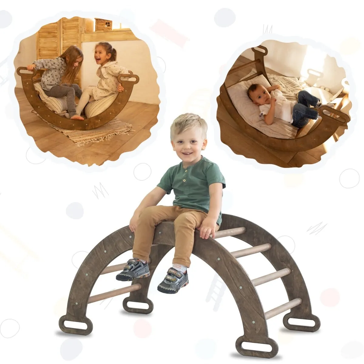 Climbing Arch & Rocker Balance - Montessori Climbers for Kids 1-7 y.o. | Beige