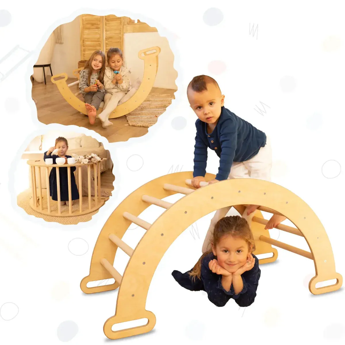 Climbing Arch & Rocker Balance - Montessori Climbers for Kids 1-7 y.o. | Beige