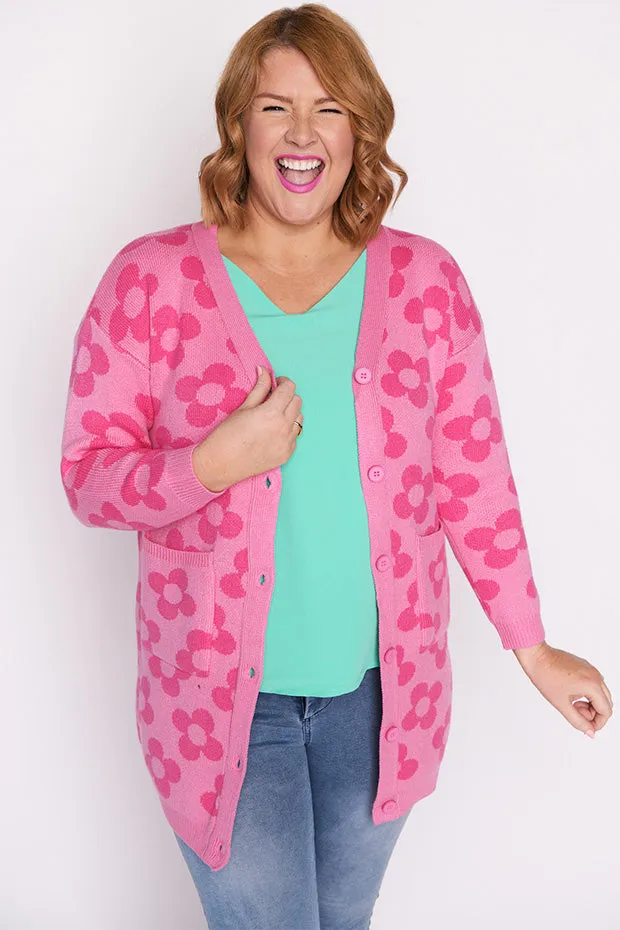 Clover Pink Daisy Cardi