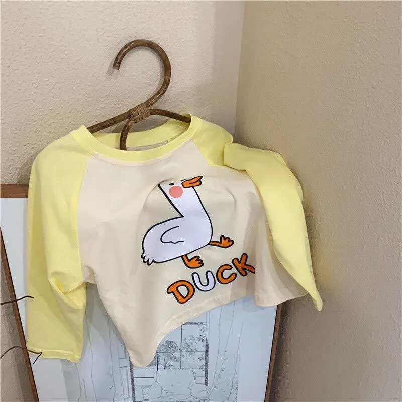 Colorful Kids' Cartoon Print Top - Long Sleeve