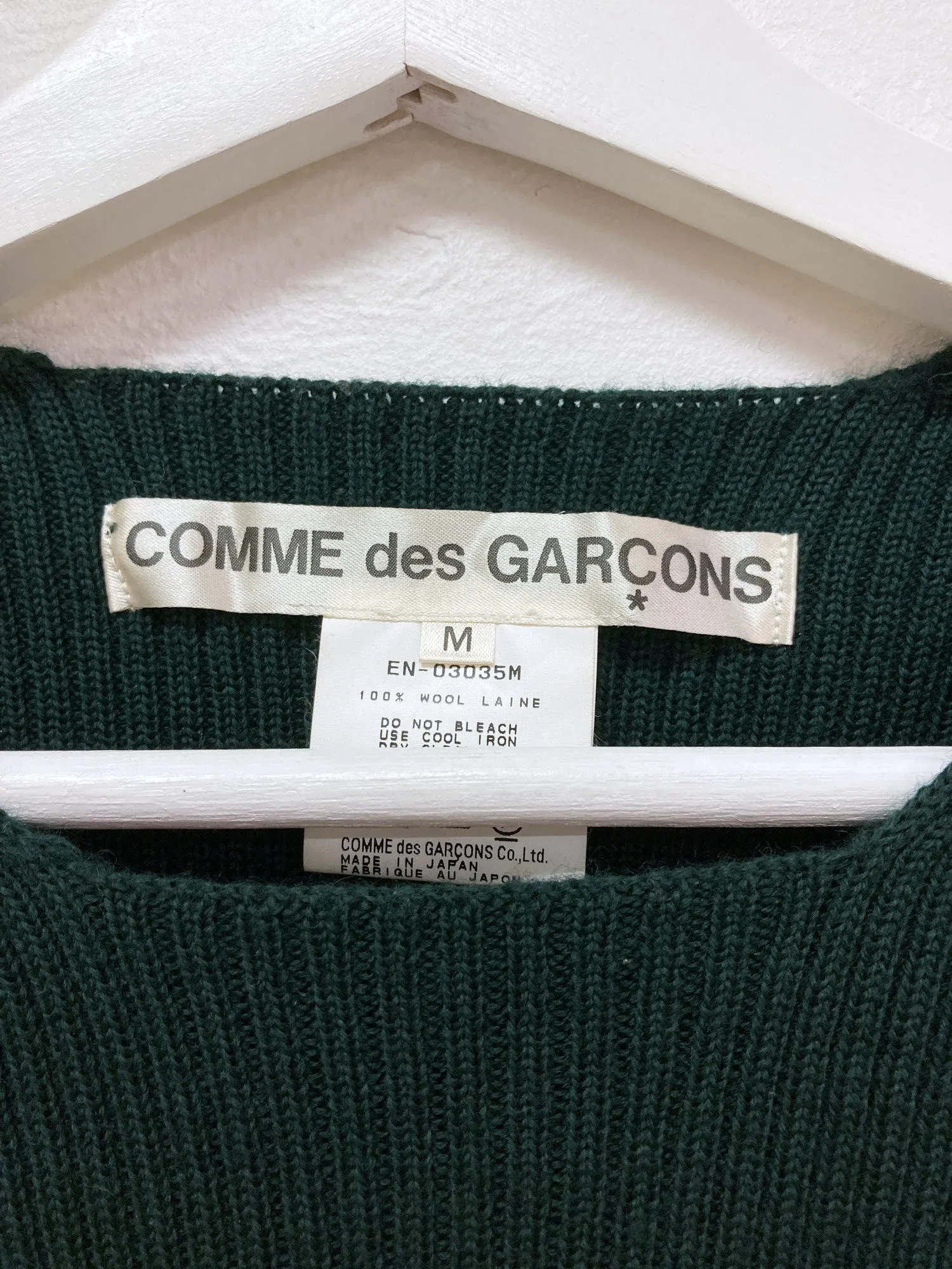 Comme des Garcons 1996 bottle green wool rib knit jumper - M S