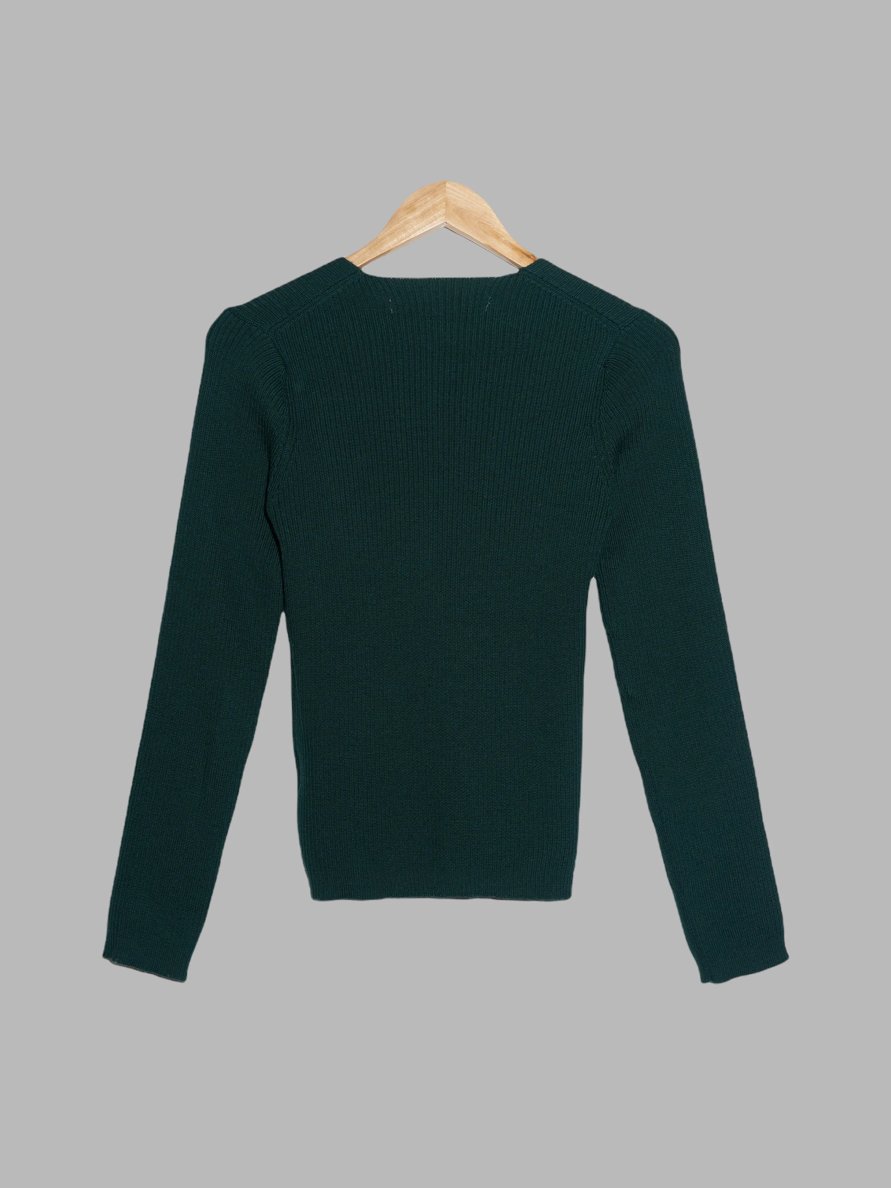 Comme des Garcons 1996 bottle green wool rib knit jumper - M S