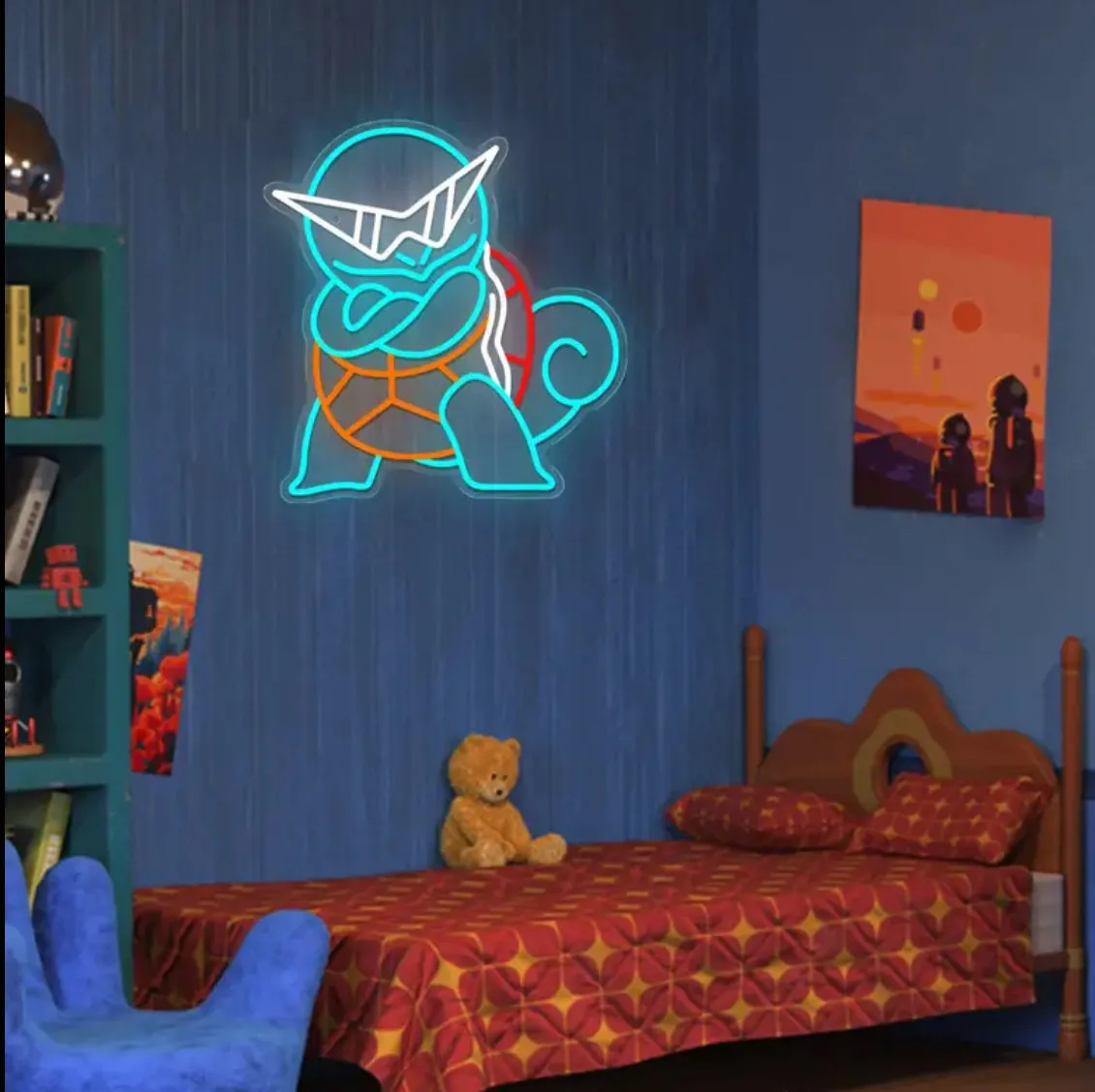 “Cool Pokémon” LED Neon Sign, USB Powered Neon Light with Switch Control, Non-Dimmable One Color Metal Finish - No Battery Required