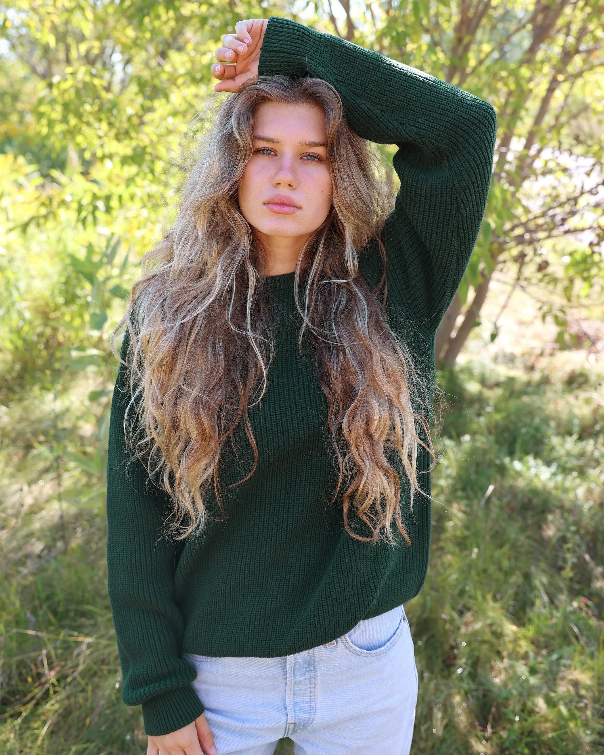 Cotton Knit Sweater Evergreen - Unisex