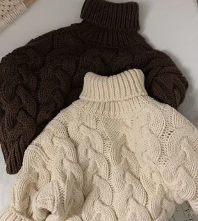 Cozy Kids' Cable Knit Turtleneck Sweater