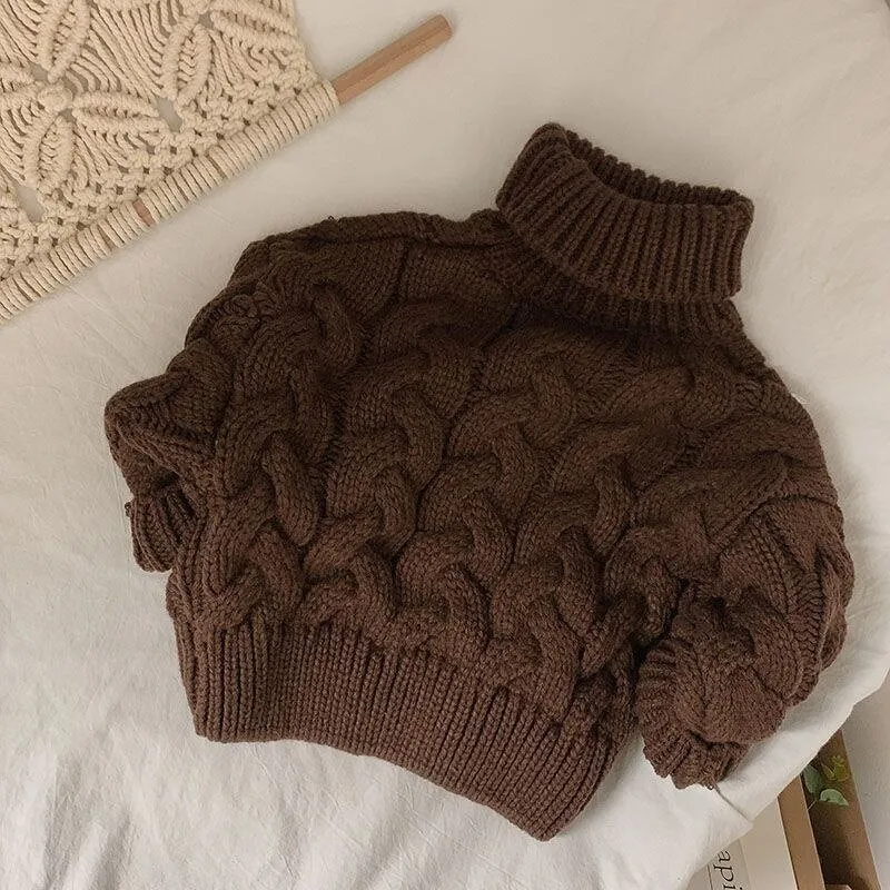 Cozy Kids' Cable Knit Turtleneck Sweater