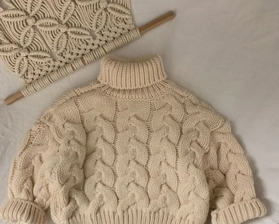 Cozy Kids' Cable Knit Turtleneck Sweater