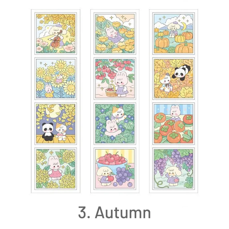 Cute Cartoon Animal Four Seasons Clear Transparent Sticker