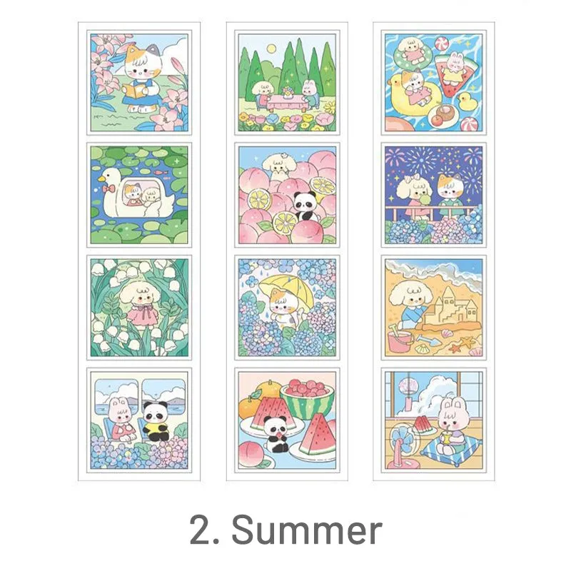 Cute Cartoon Animal Four Seasons Clear Transparent Sticker