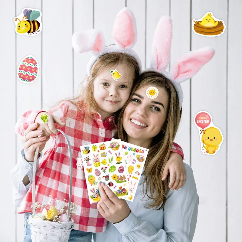 Cute Cartoon Easter Vinyl Stickers - 4 Sheets