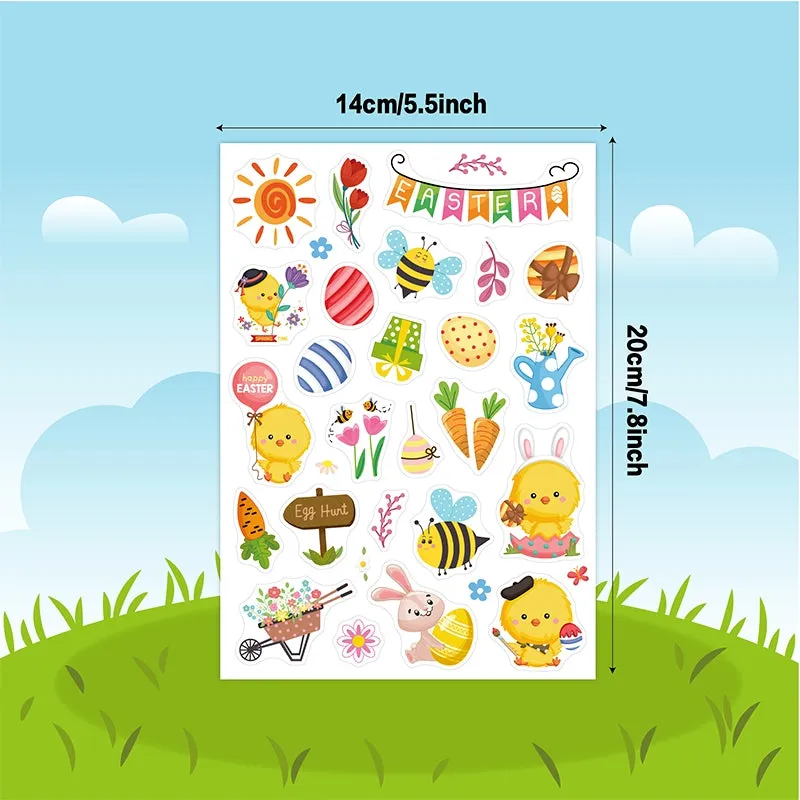 Cute Cartoon Easter Vinyl Stickers - 4 Sheets