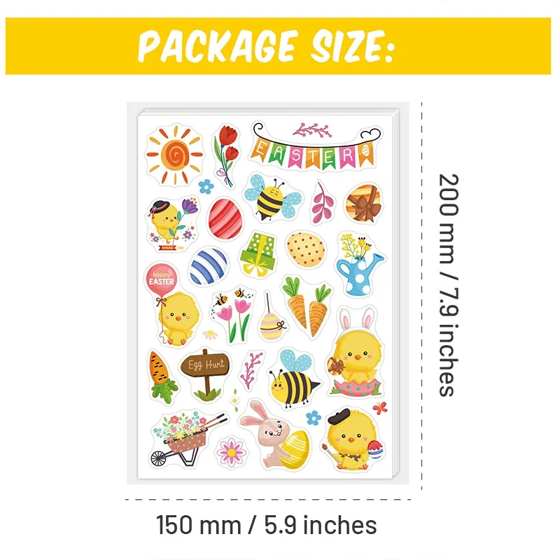 Cute Cartoon Easter Vinyl Stickers - 4 Sheets