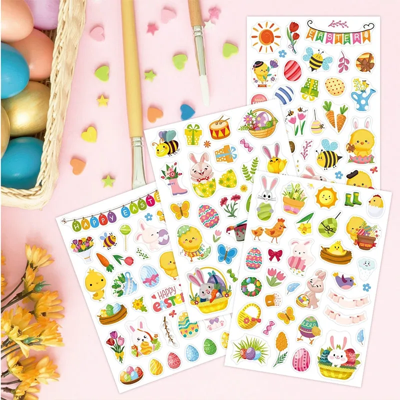 Cute Cartoon Easter Vinyl Stickers - 4 Sheets