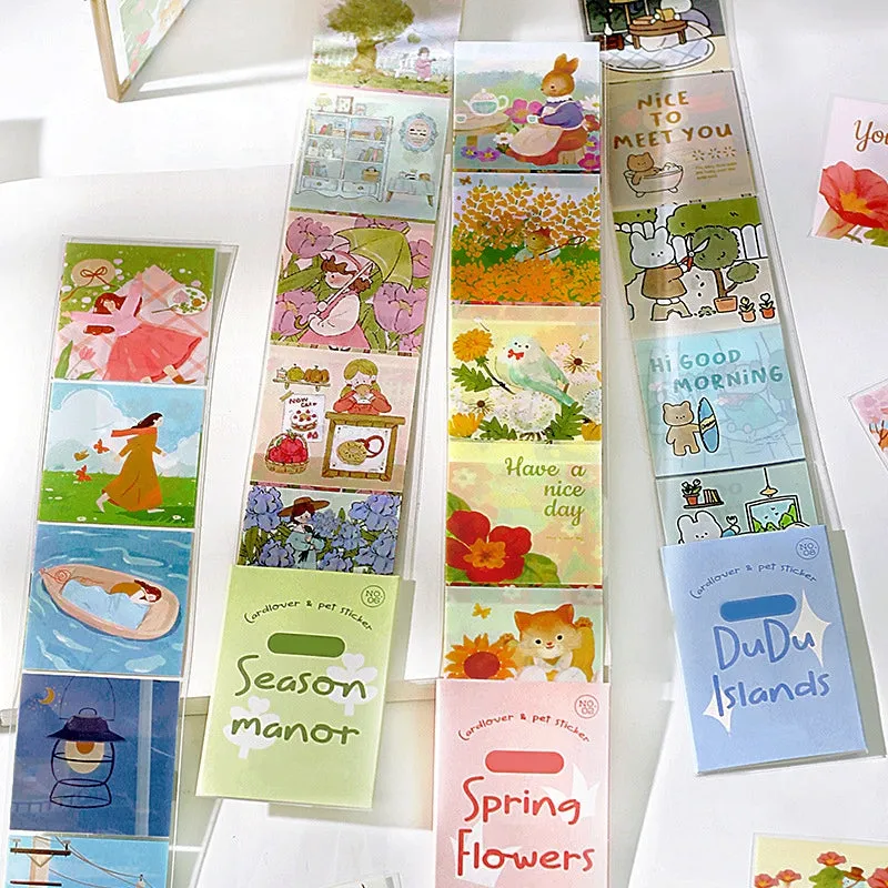 Cute Cartoon Illustration Clear Transparent Long Strip Sticker