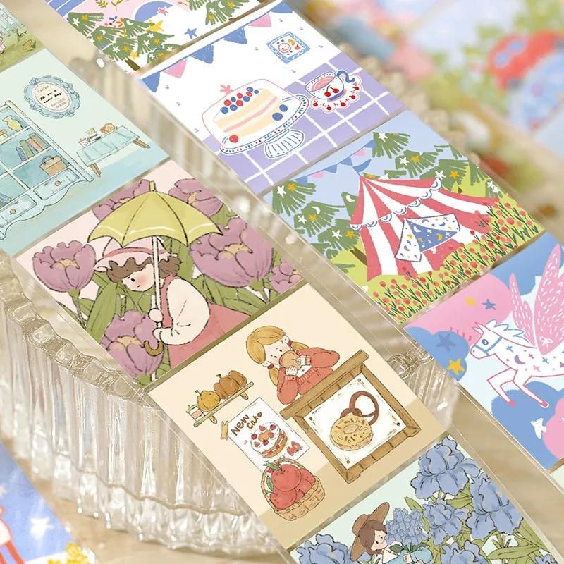 Cute Cartoon Illustration Clear Transparent Long Strip Sticker