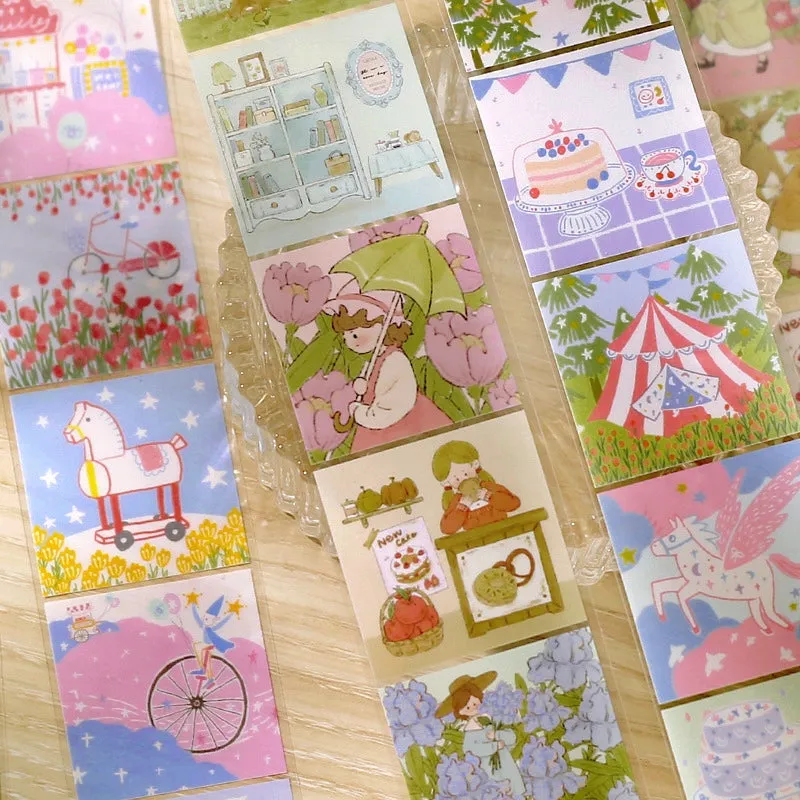 Cute Cartoon Illustration Clear Transparent Long Strip Sticker