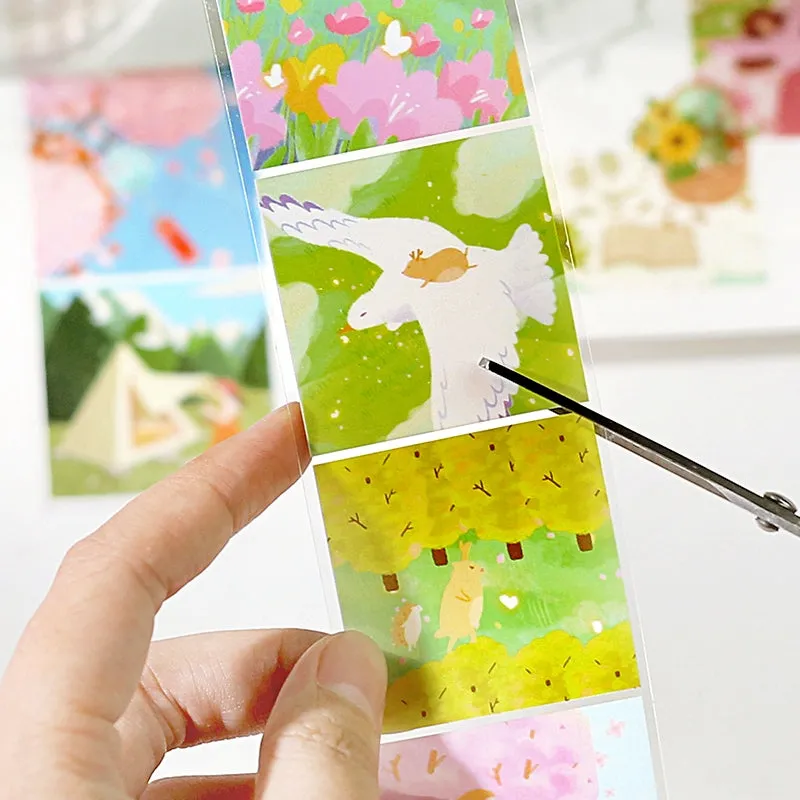 Cute Cartoon Illustration Clear Transparent Long Strip Sticker