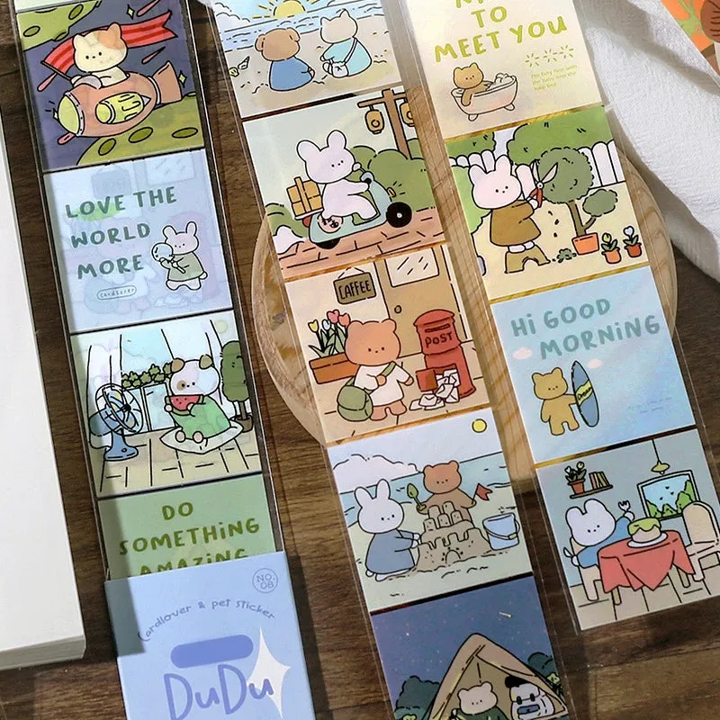 Cute Cartoon Illustration Clear Transparent Long Strip Sticker