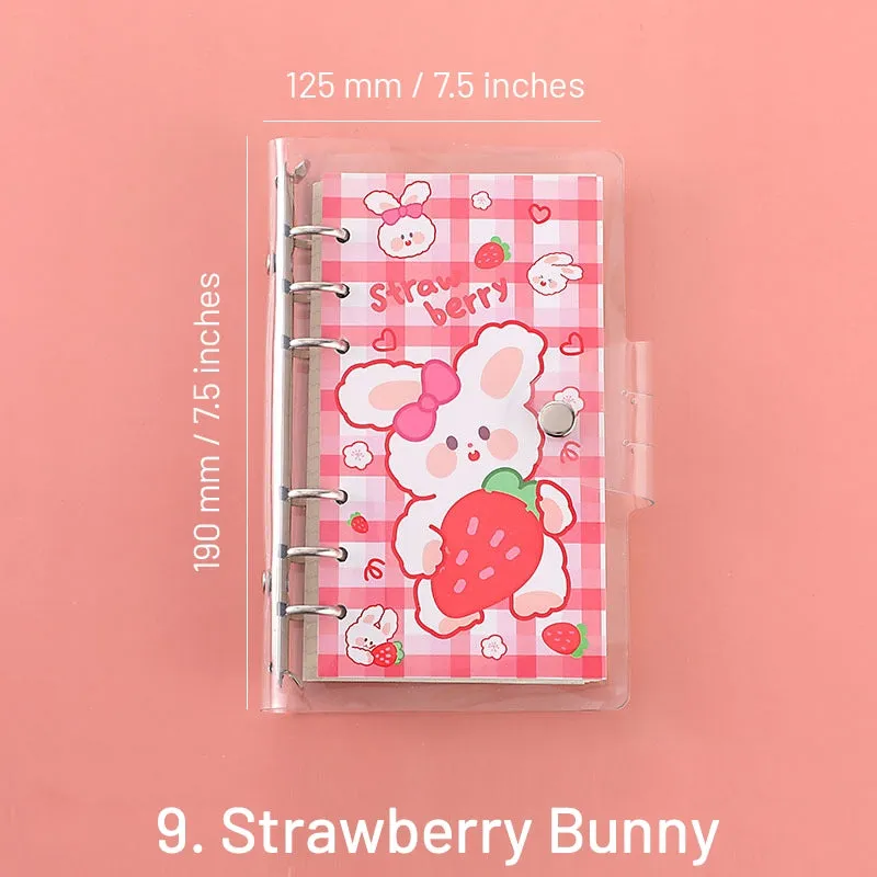 Cute Cartoon Transparent Cover Loose-Leaf Journal Notebook - 7.5 × 4.9 inches