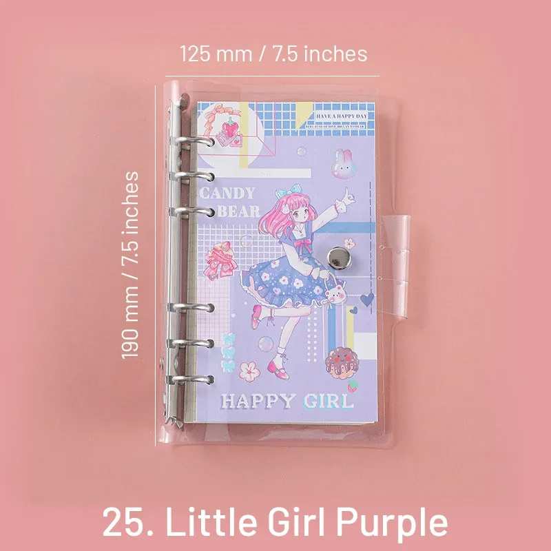 Cute Cartoon Transparent Cover Loose-Leaf Journal Notebook - 7.5 × 4.9 inches