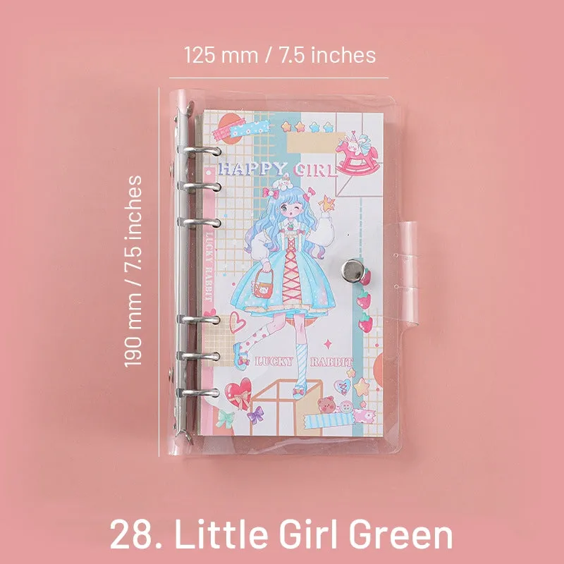 Cute Cartoon Transparent Cover Loose-Leaf Journal Notebook - 7.5 × 4.9 inches