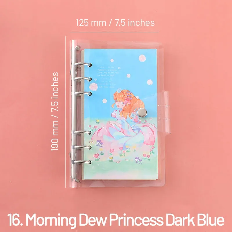 Cute Cartoon Transparent Cover Loose-Leaf Journal Notebook - 7.5 × 4.9 inches