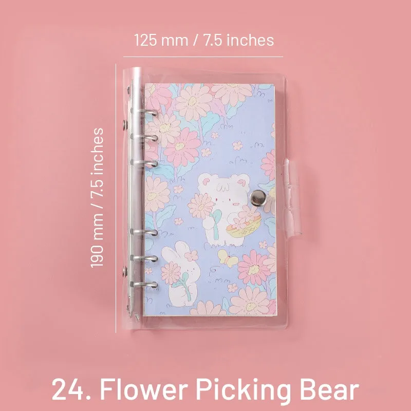 Cute Cartoon Transparent Cover Loose-Leaf Journal Notebook - 7.5 × 4.9 inches